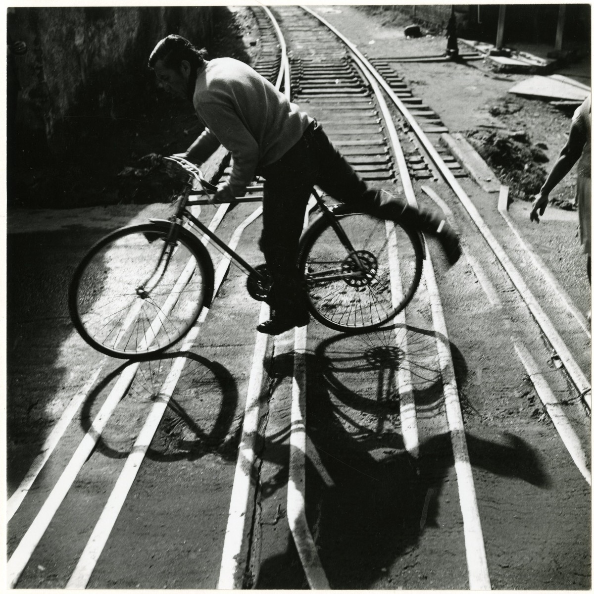 (Bicyclist and tracks)